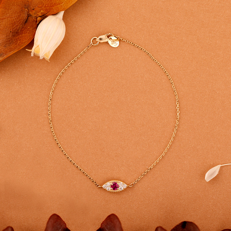 ruby july birthstone evil eye bracelet