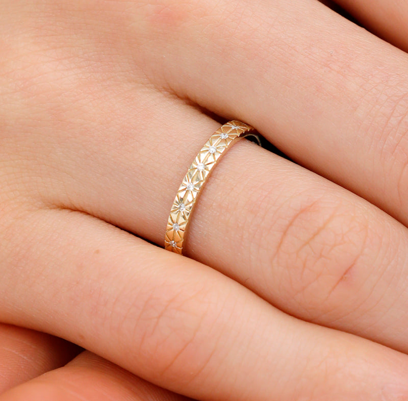 handmade gold stacking band