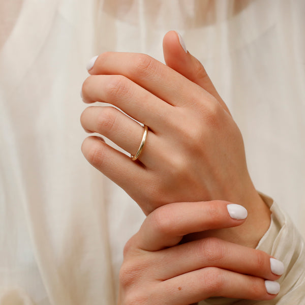 handcrafted gold spacer ring for engagement stack