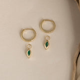 natural emerald may birthday marquise cut stone charm for huggies in solid 14k gold