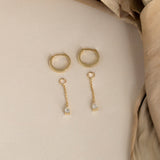 Dainty pair of handmade solid 14k gold single diamond huggie charm 