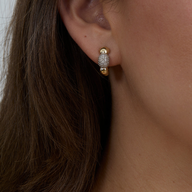 Gold Diamond Bubble Huggie, Caroline