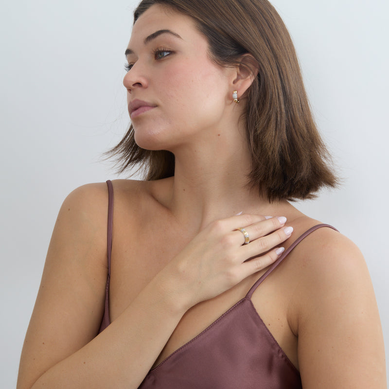 Gold Diamond Bubble Huggie, Caroline