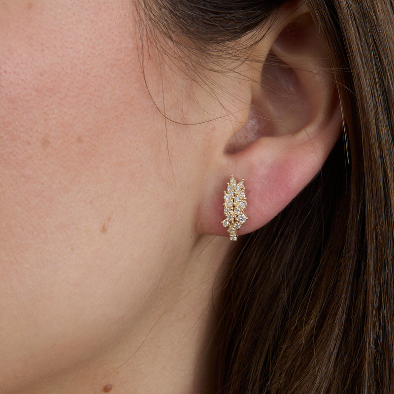 White Diamond Leaf Stud Earrings, Emilia