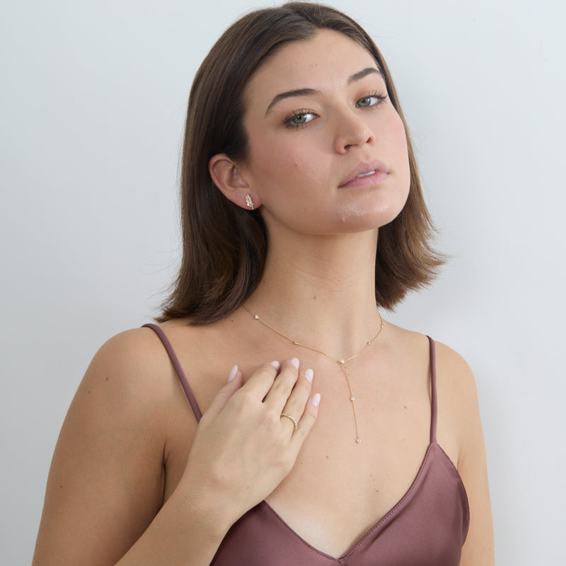 White Diamond Leaf Stud Earrings, Emilia