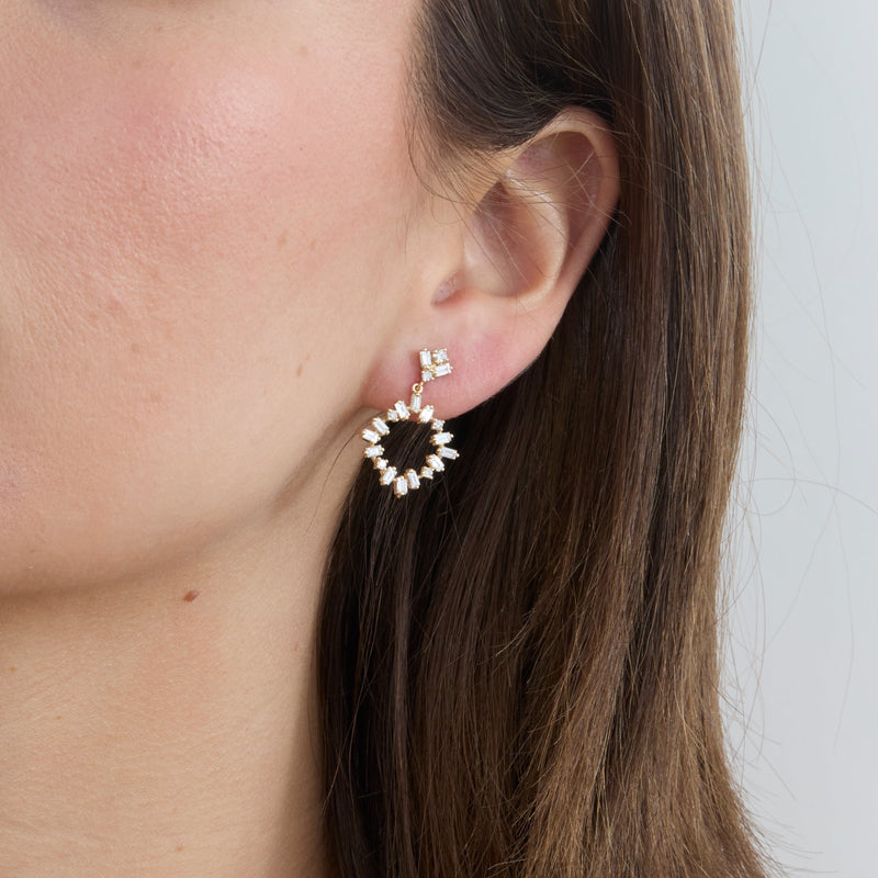 Baguette-Diamond Drop Earrings, Casey