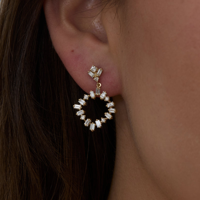 Baguette-Diamond Drop Earrings, Casey