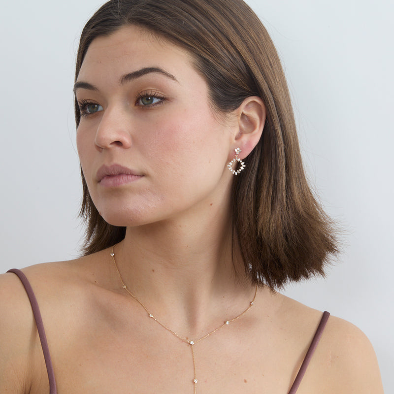 Baguette-Diamond Drop Earrings, Casey