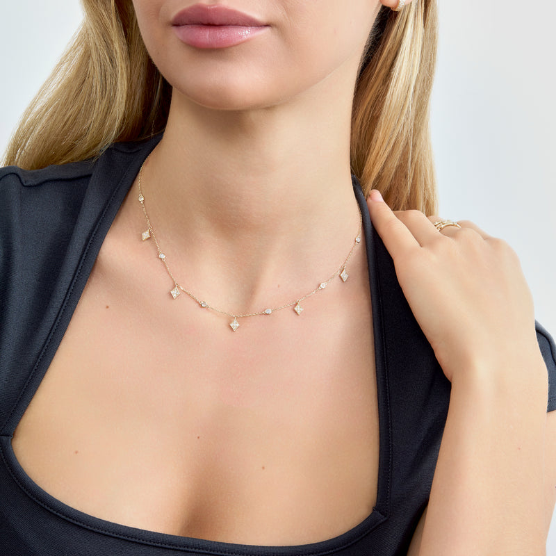 Diamond Kite Charm Necklace, Adalee