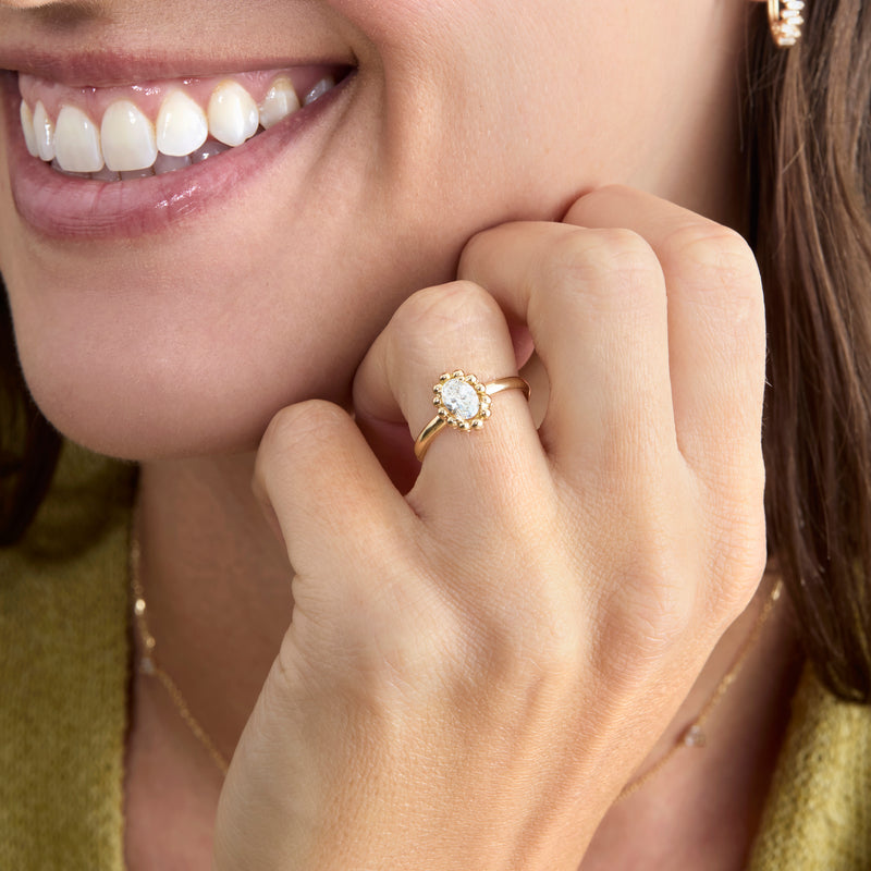 Lab Grown Diamond Beaded Engagement Ring, Berta