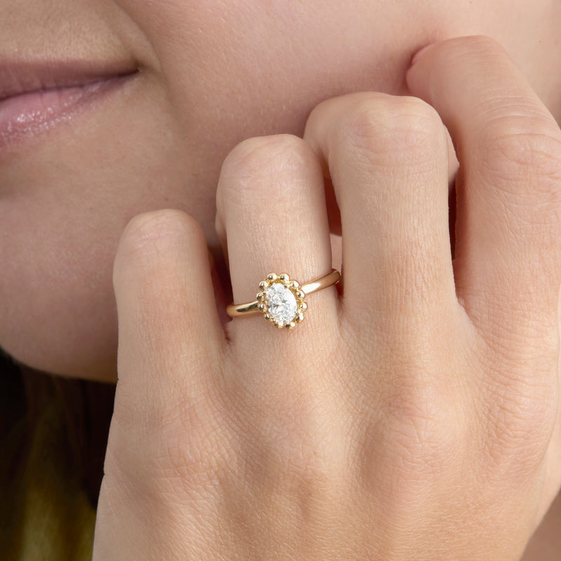 Lab Grown Diamond Beaded Engagement Ring, Berta