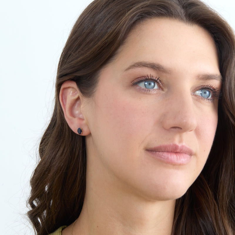 Lab-Grown Oval Sapphire Stud Earrings, Zafira