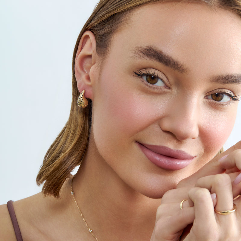 Black Diamond Droplet Stud Earring, Virginia