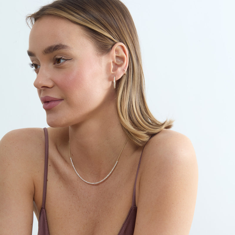 Diamond Tennis Necklace with Cuban Chain, Mackenzie