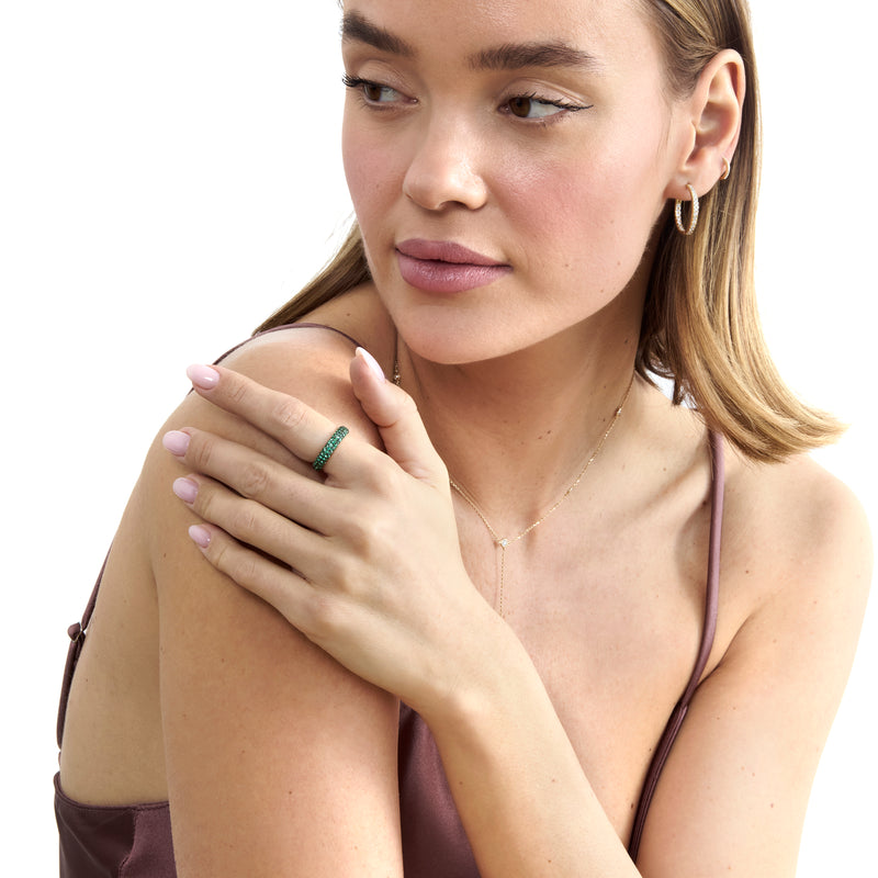 Emerald Pave Dome Ring, Gem