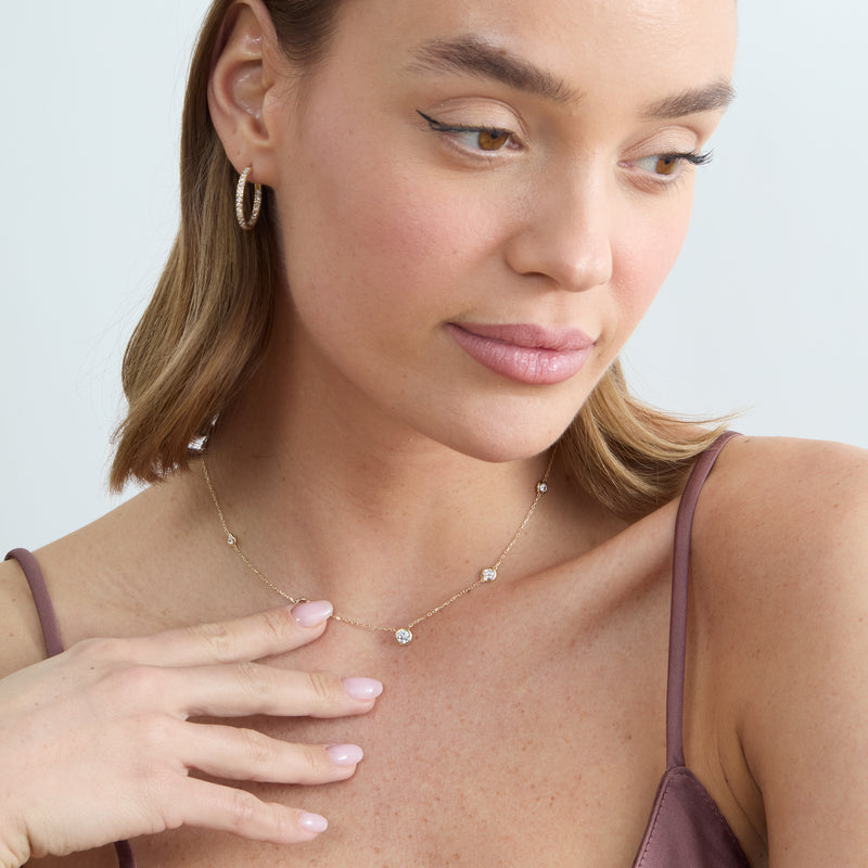 Lab-Grown Diamond Bezel Station Necklace, Remington