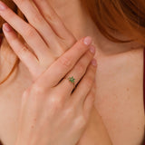 flower ring with emerald and diamond