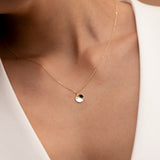 engravable disc pendant with single diamond