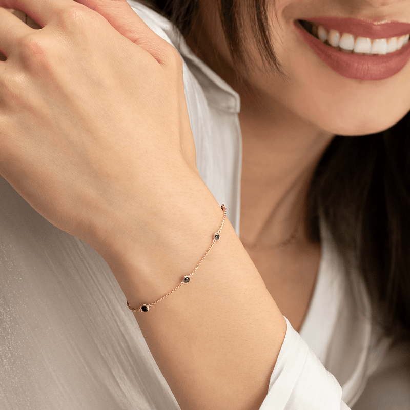 handcrafted in solid 14k or 18k gold black diamond by the yard bracelet