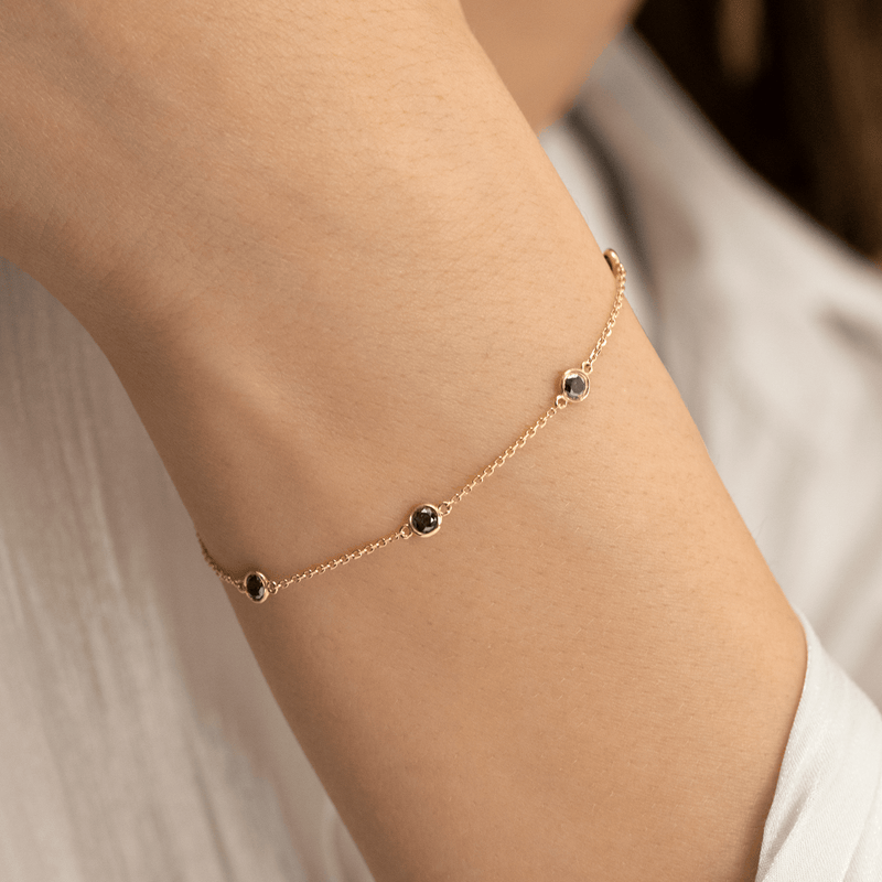 natural black diamond bezel station bangle