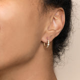 14k solid gold milgrain bezel set diamond hoop earring for her