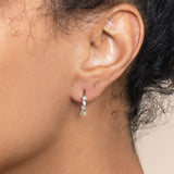 natural white diamond cluster hoop earrings in solid gold for her