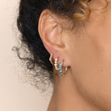 sarah elise solid gold hoop earrings with natural gemstones