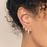 solid gold hoop earrings made in 18k solid gold with natural white diamonds 