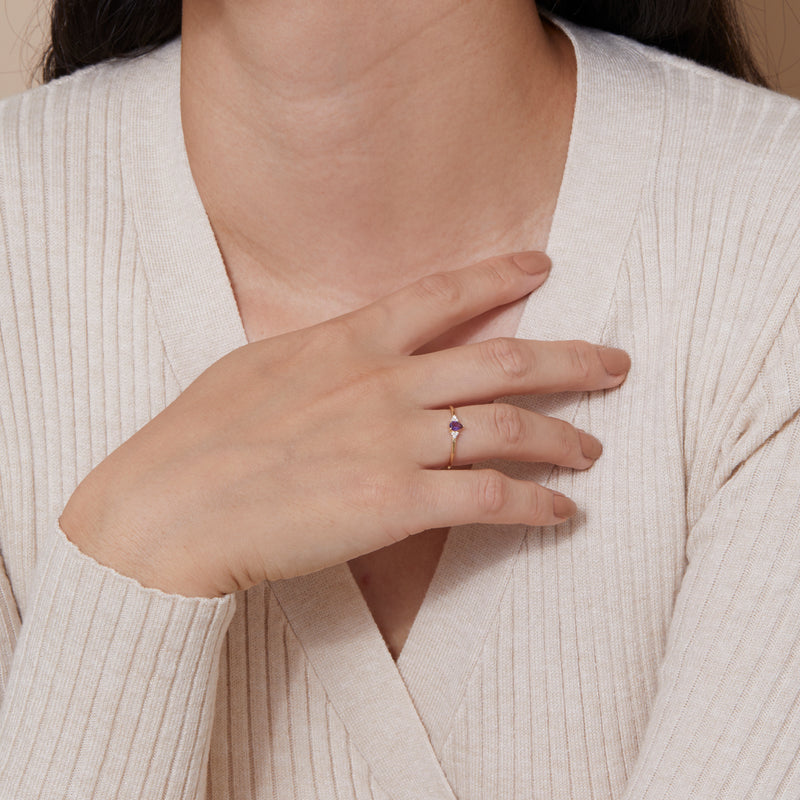 Amethyst Diamond Engagement Ring, Avril