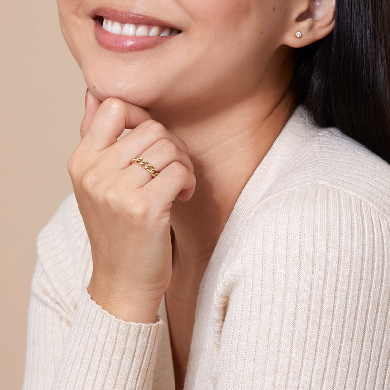 14k Gold Cuban Chain Ring, Mira