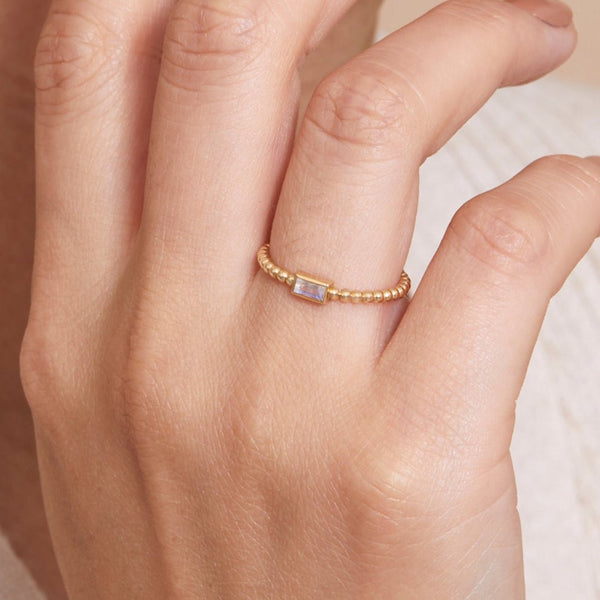 Beaded Moonstone Ring, Remi