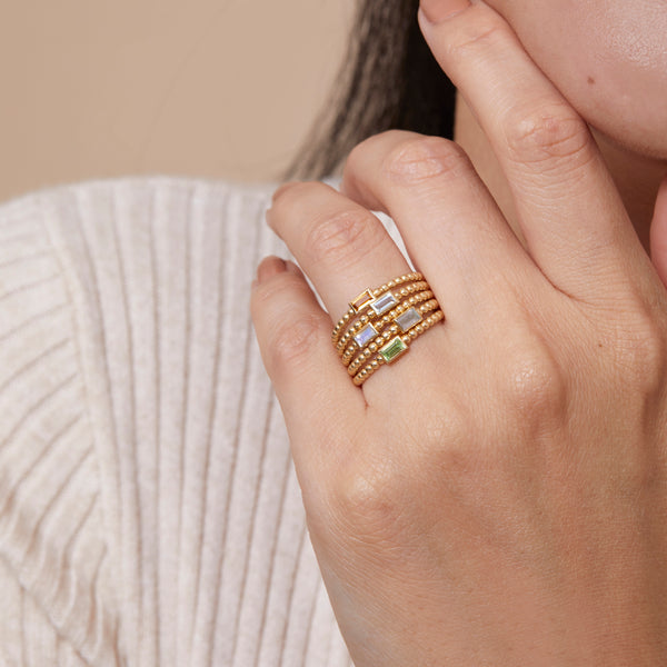 Beaded Moonstone Ring, Remi