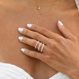 round diamond marriage stack ring