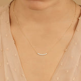 Solid gold and Diamond bezel bar pendant Necklace