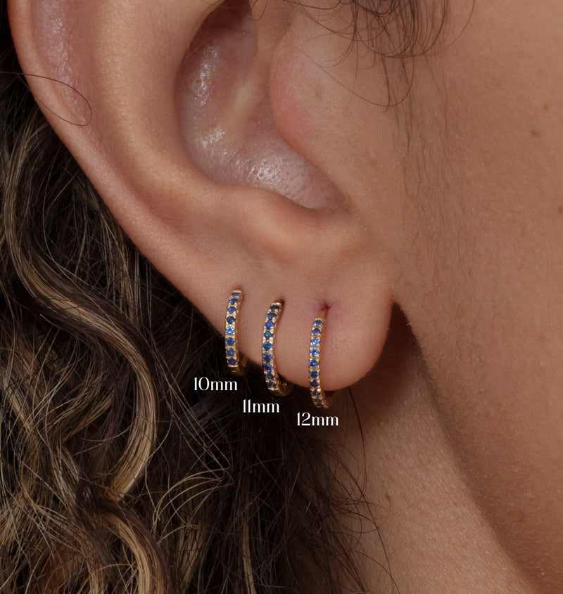 Blue Sapphire Huggie Hoop Earrings, Azuletta