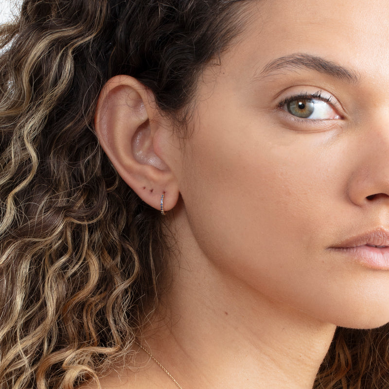 Blue Sapphire Huggie Hoop Earrings, Azuletta