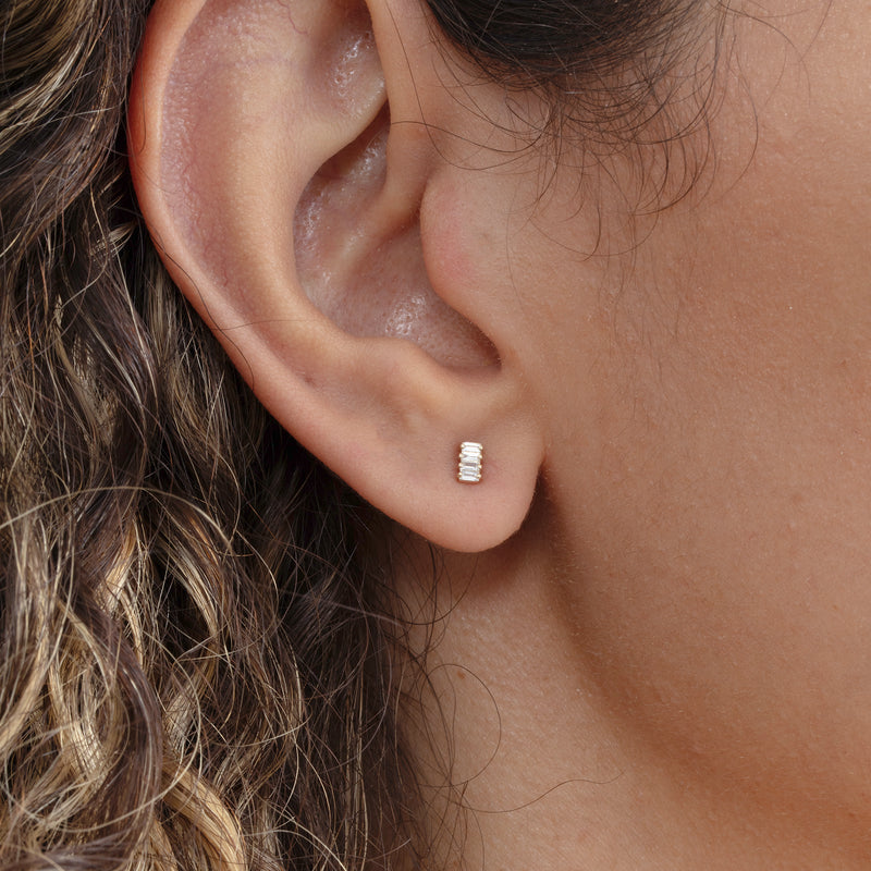 petite 4 baguette diamond earrings