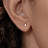 Mini Capital Letter Solid Gold Studs, Ivory