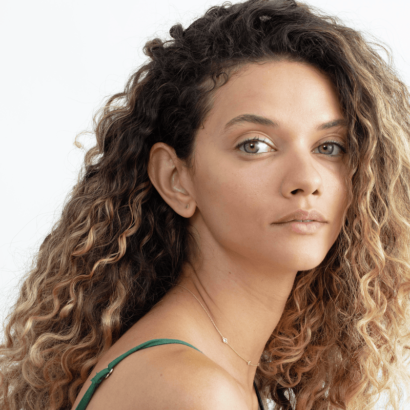 Mini Capital Letter Solid Gold Studs, Ivory