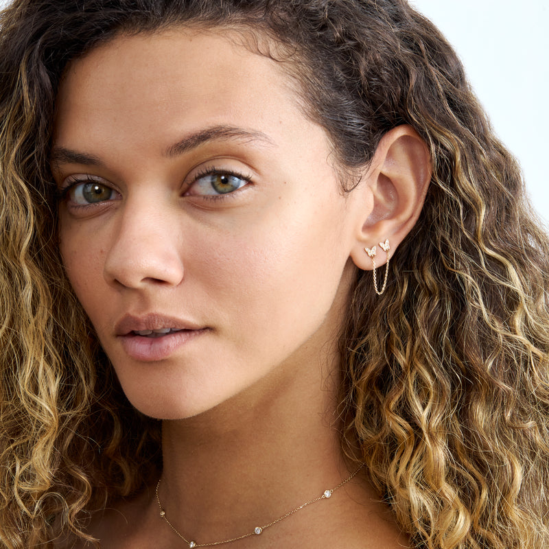Diamond Butterfly Chain Studs, Phoebe
