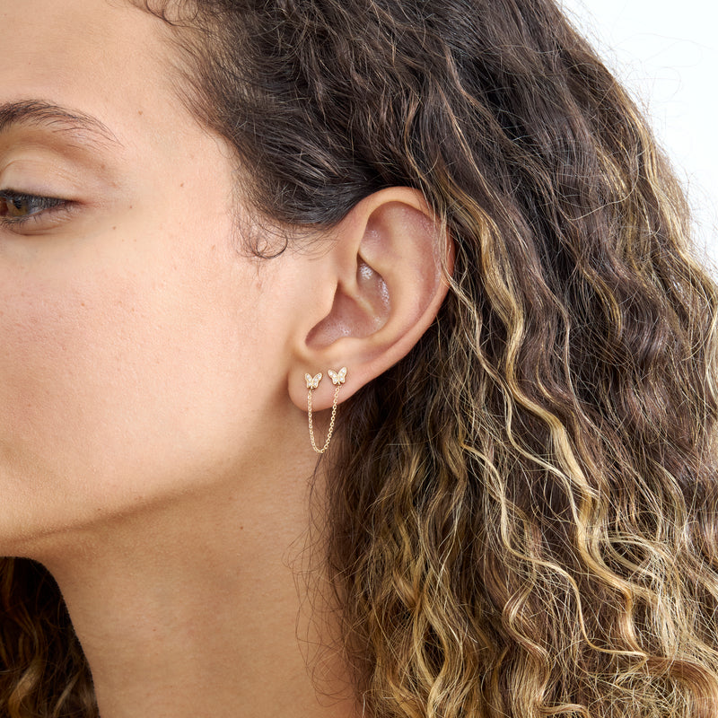 Diamond Butterfly Chain Studs, Phoebe