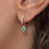 Asscher-Cut Emerald Charm Huggies, Lujza