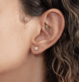 natural white diamond flower stud earrings