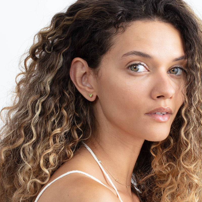 triangle-cut peridot stud earring