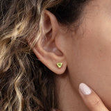 natural trillion cut peridot birthstone stud earring