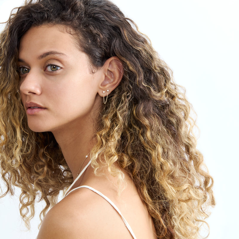 Double Diamond Hanging Chain Studs, Susie