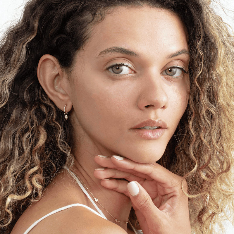 Marquise Diamond Charm Huggies, Fia