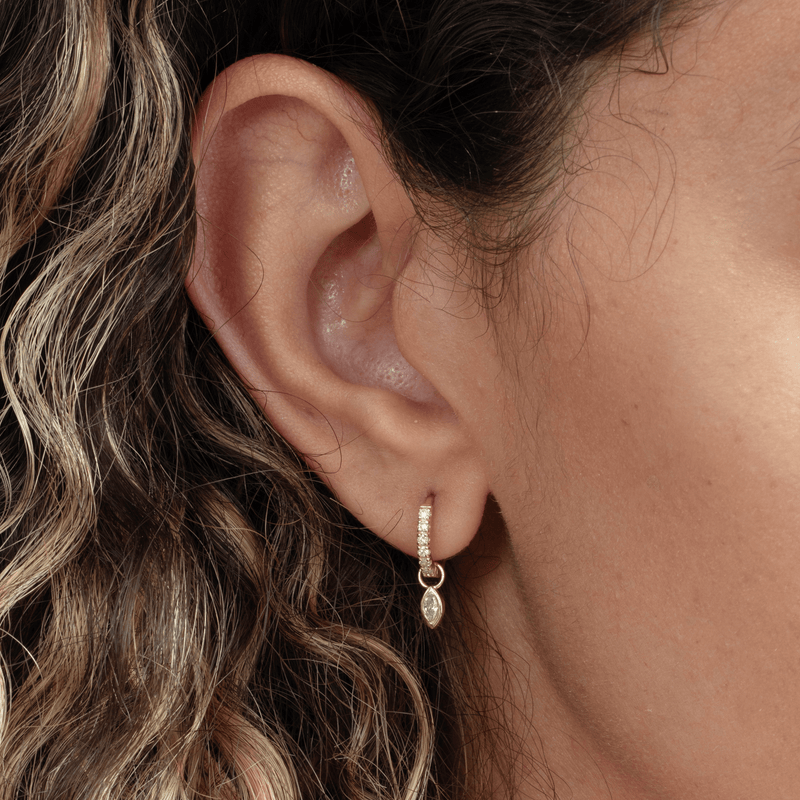 Marquise Diamond Charm Huggies, Fia