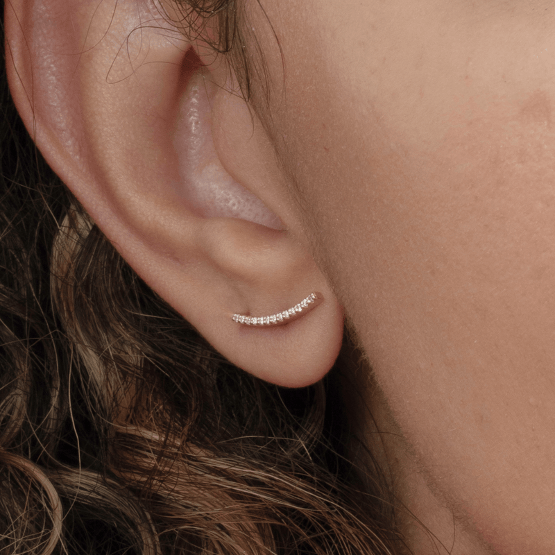 Curved Diamond Bar Studs, Ava
