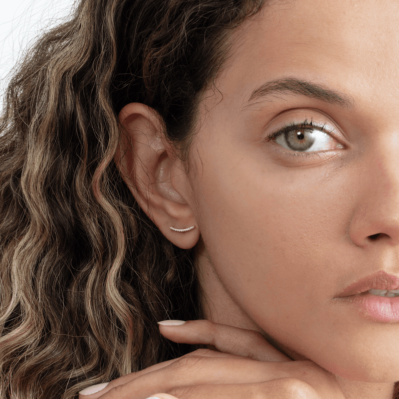 Curved Diamond Bar Studs, Ava